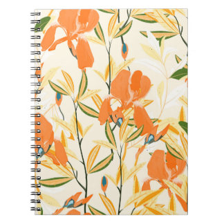 Orange: sömlöst blommönster anteckningsbok