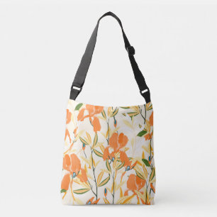 Orange: sömlöst blommönster axelväska