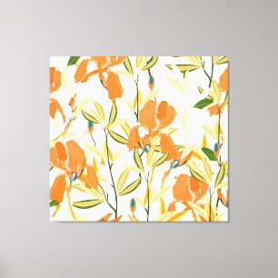 Orange: sömlöst blommönster canvastryck