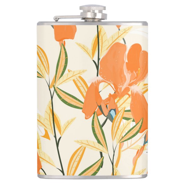 Orange: sömlöst blommönster fickplunta (Framsidan)