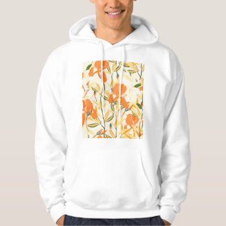 Orange: sömlöst blommönster hoodie