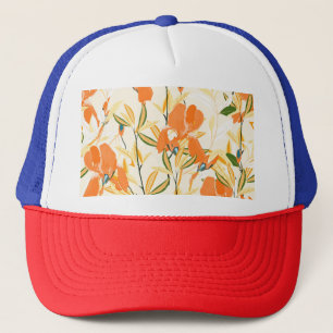 Orange: sömlöst blommönster keps