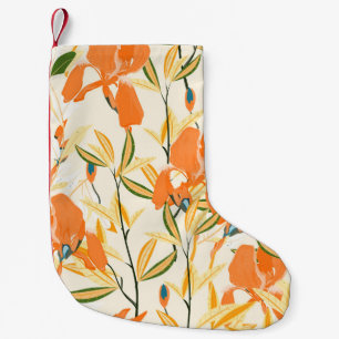 Orange: sömlöst blommönster liten julstrumpa