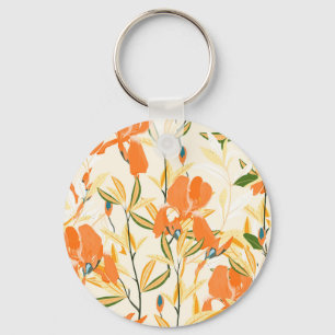 Orange: sömlöst blommönster nyckelring