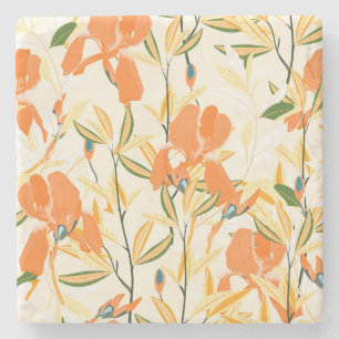 Orange: sömlöst blommönster stenunderlägg