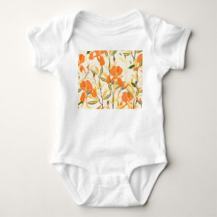 Orange: sömlöst blommönster t shirt