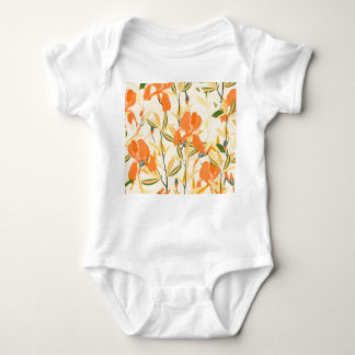 Orange: sömlöst blommönster t shirt