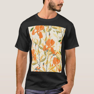 Orange: sömlöst blommönster t shirt