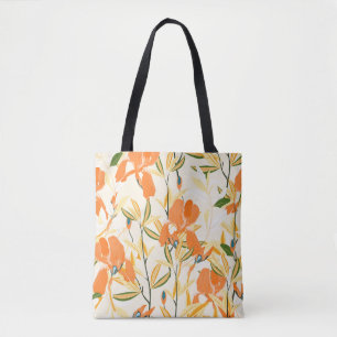 Orange: sömlöst blommönster tygkasse