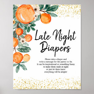 Orange Sommar Vattenfärg Sena Natt Blöjor Poster