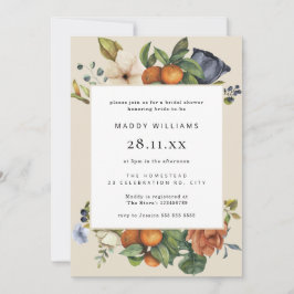 Orange SommarBlommigt Botanical Boho Möhippa Inbjudningar