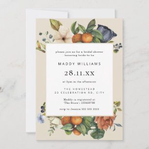 Orange SommarBlommigt Botanical Boho Möhippa Inbjudningar