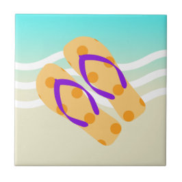 Orange Sommarbuss Vinkarare Flinflip flops Kakelplatta
