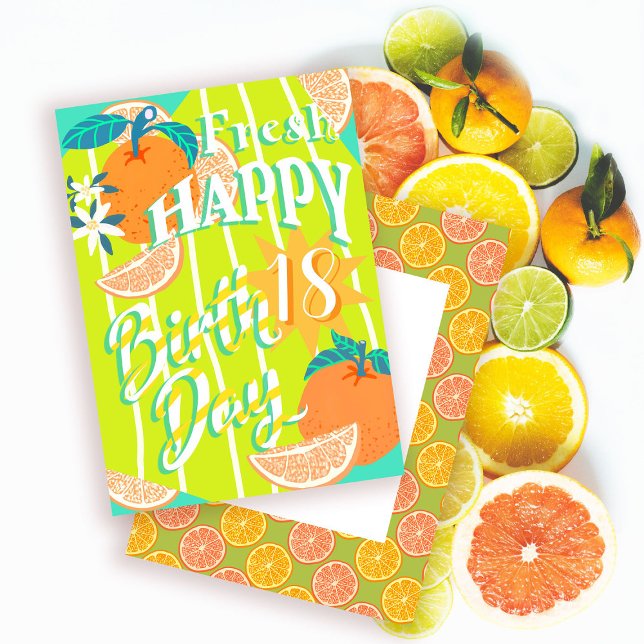 Orange Sommardagskort Julkort (Orange Birthday Card Design.)