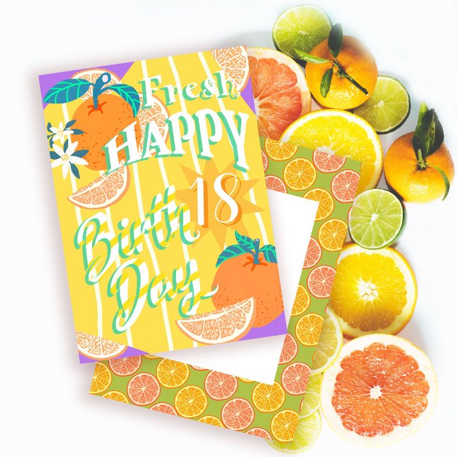 Orange Sommardagskort Julkort (Orange birthday card suitable for the summer birthday greetings.)