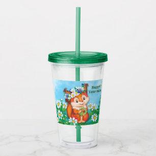 orange söt ekorre take away mugg