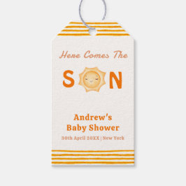 Orange Söt Här Kommer Sonen Baby Shower Presentetikett