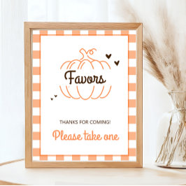 Orange Söt Liten Pumpa Baby Shower Favor Tecken Poster
