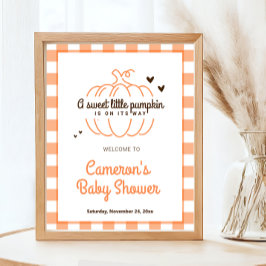 Orange Söt Liten Pumpa Baby Shower Välkommen Poster