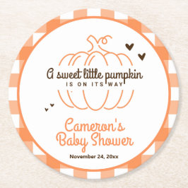 Orange Söt Liten Pumpa Höst Bebis Shower Underlägg Papper Rund