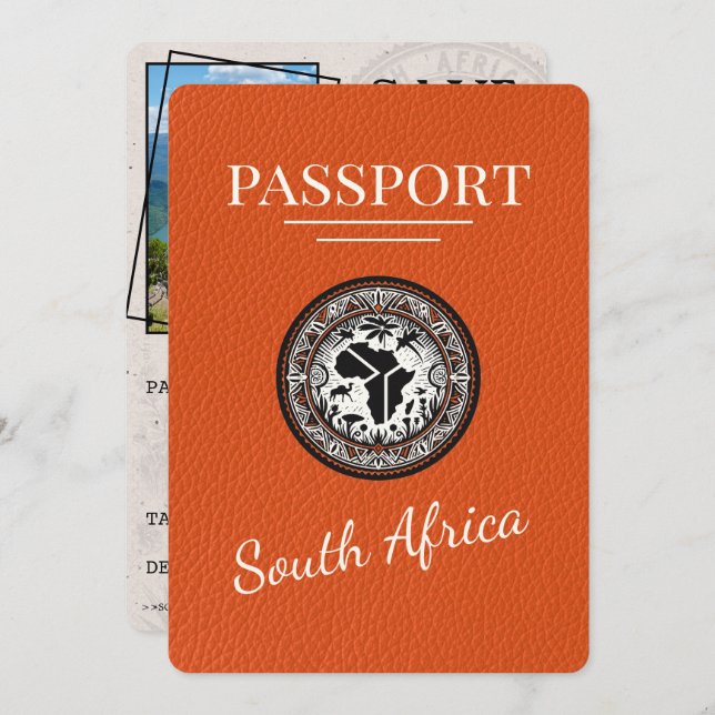 Orange South Afrika Passport Spara Datumet (Fram/baksida)