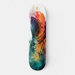 Orange Spaceman-tema Mini Skateboard Bräda 18,5 Cm