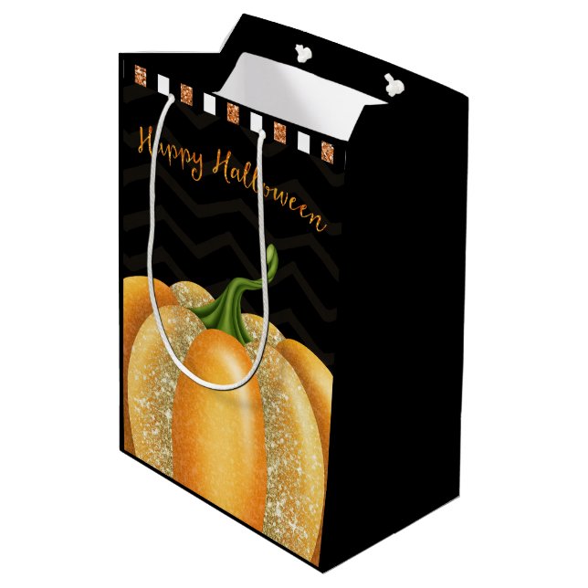 Orange Sparkle Pumpkin Halloween Födelsedagsfest (Baksidan Vinklad)