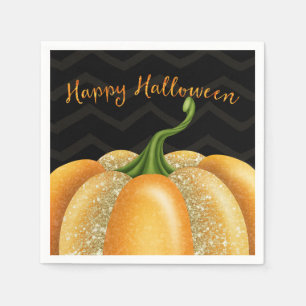Orange Sparkle Pumpkin Halloween Födelsedagsfest Pappersservett