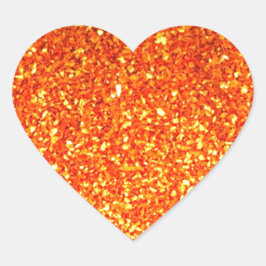 Orange sparkly glitter hjärtformat klistermärke