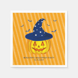 Orange Sparkly Rand Halloween Pumpkin Pappersservett