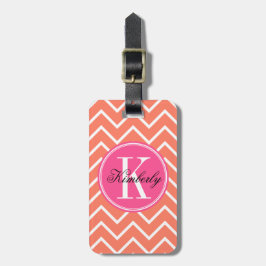 Orange sparre med den rosa monogramen bagagebricka