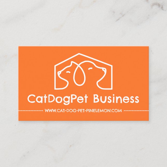 Orange Spelande Hund Cat Pet-Logotyp Visitkort (Framsida)