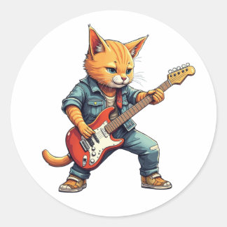 Orange spelar gitarr runt klistermärke