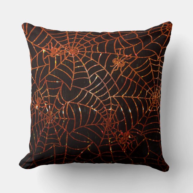 Orange Spindelnät Dekorativ kudde (Framsida)