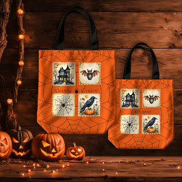 Orange Spindelnät Spooky Season Tygkasse