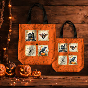 Orange Spindelnät Spooky Season Tygkasse