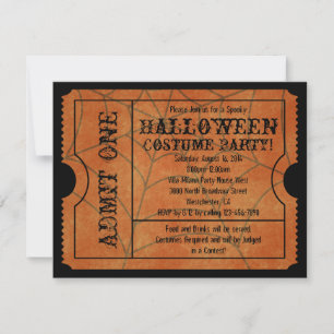 Orange Spindelnät Vintage Halloween Biljett Inbjudningar