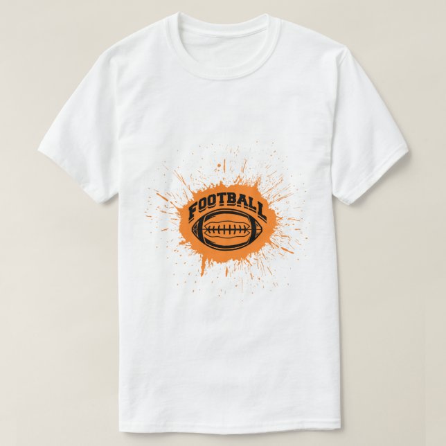 Orange Splash Amerikansk Fotboll Konst T Shirt (Design framsida)