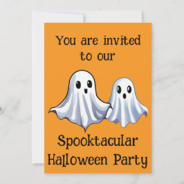 Orange Spooktacular Halloween Ghost Party Inbjudningar