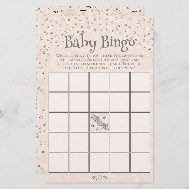 Orange Spooky Cute Baby Bingo Baby Shower Game (Fram/baksida)