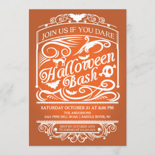Orange Spooky Gothic Halloween-inbjudan Inbjudningar