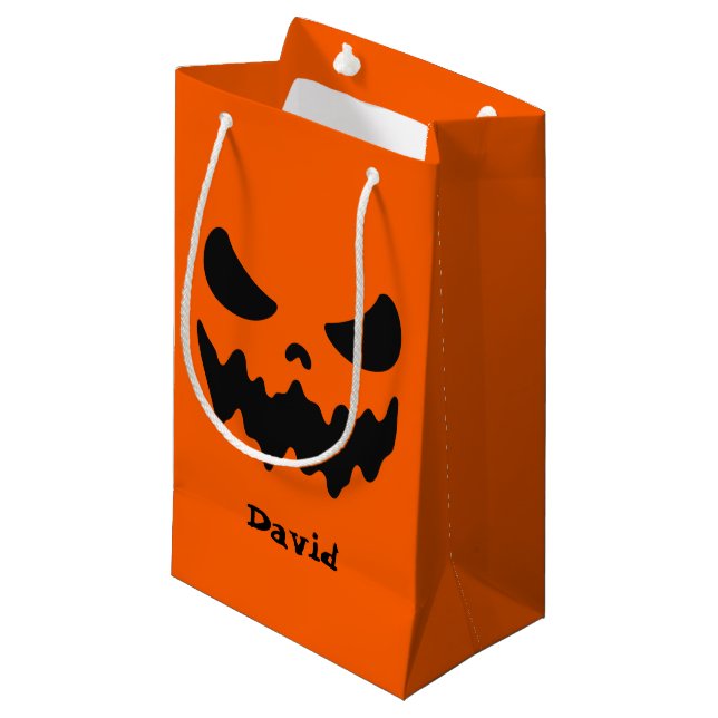 Orange Spooky Halloween Candy Treat Bag (Framsidan Vinklad)