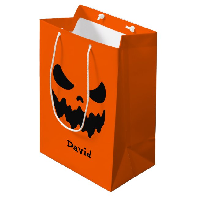 Orange Spooky Halloween Candy Treat Bag (Framsidan Vinklad)
