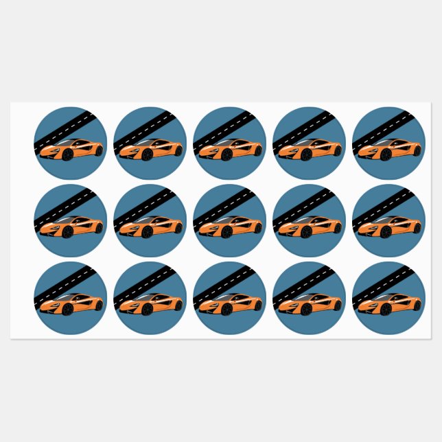 Orange Sports Car Stickers (Ark)