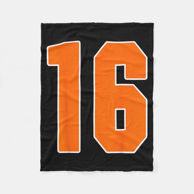Orange Sports Number 16 Jersey Uniform Player Fan  Fleecefilt (Framsidan)
