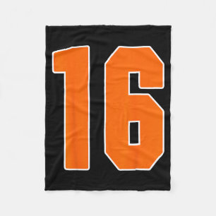 Orange Sports Nummer 16 Tröja Uniform Spelare Fan Fleecefilt