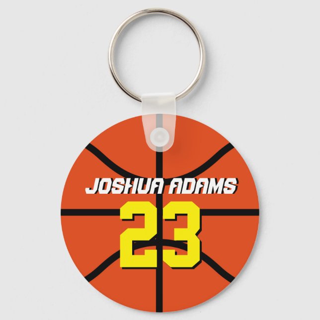 Orange Sports Team Idrottsmans Basketball Keychain Nyckelring (Framsida)