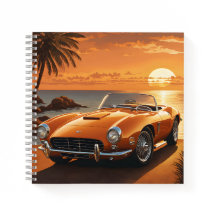 Orange Sportscar Sunset Tropical Beach