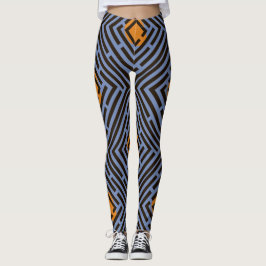 Orange Spot Black Labyrint Mönster Anpassningsbar Leggings