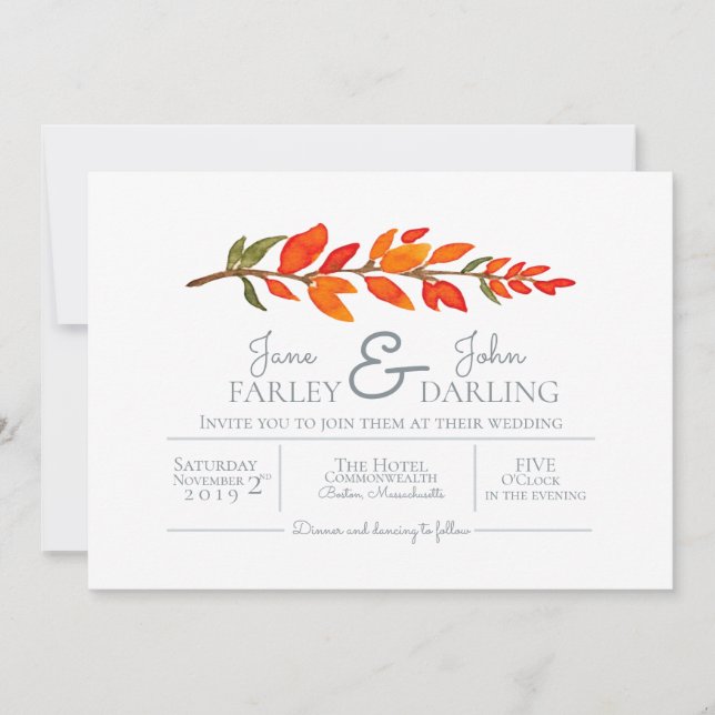 Orange Sprig Wedding bjudning Inbjudningar (Framsida)